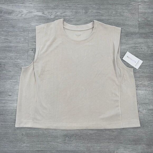 Athleta Women’s 3X Seasoft Tank Sweatshirt Beige Sleeveless NWT New 882489 - Picture 1 of 11